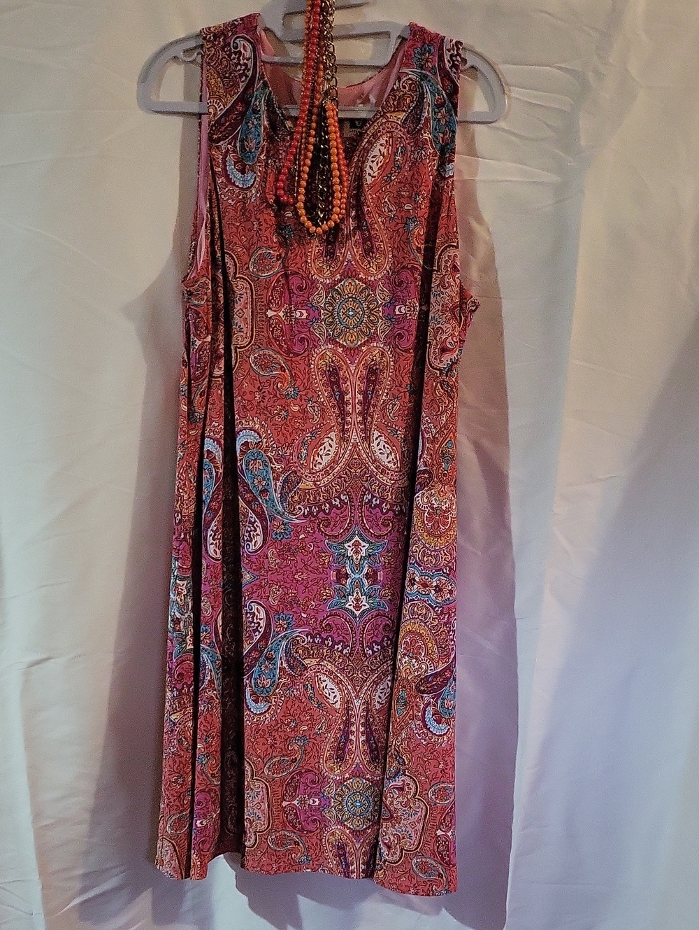 Anne Klein Pink & Orange Paisley Sleeveless Dress